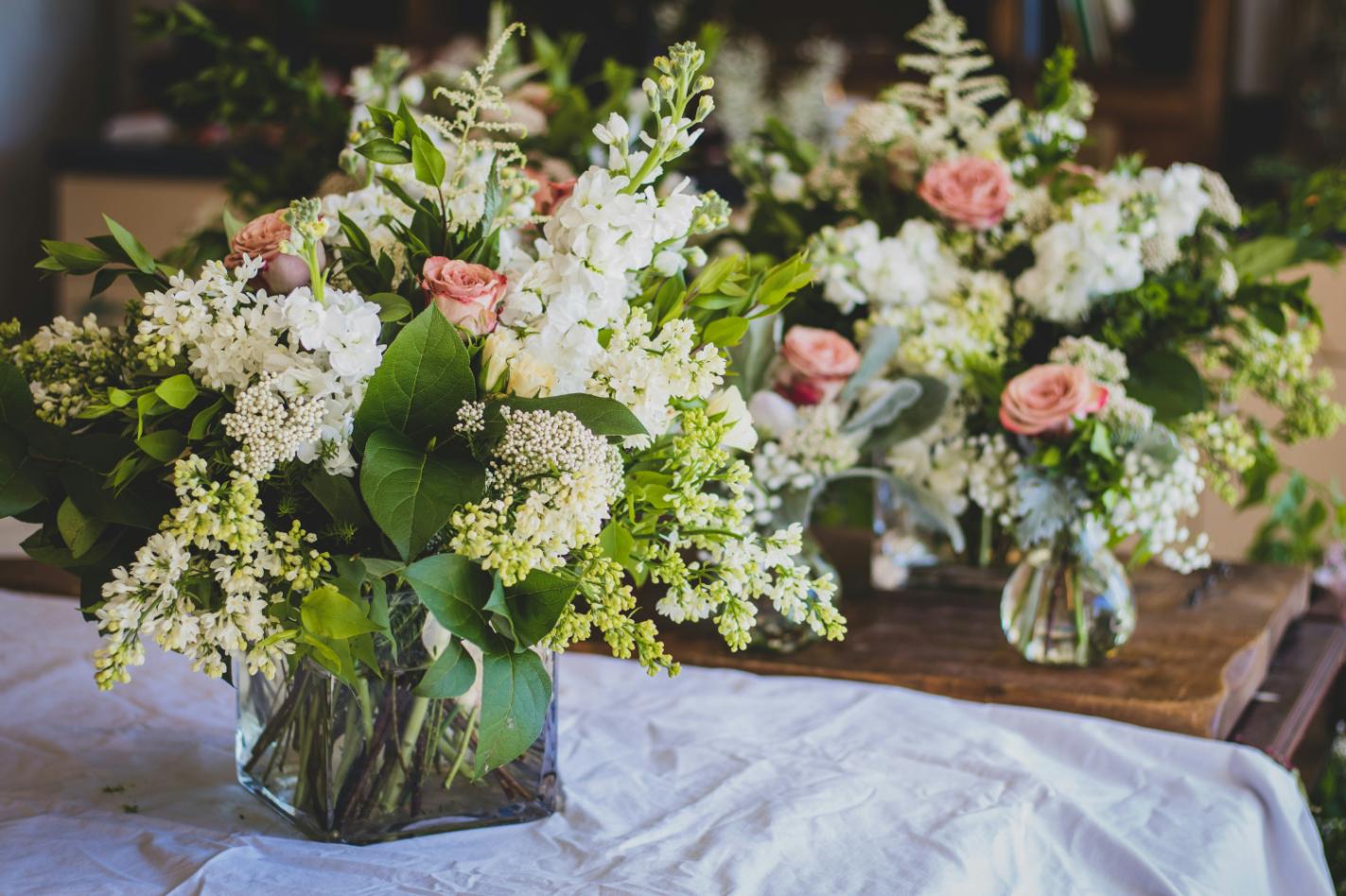 Dark green and pink wedding