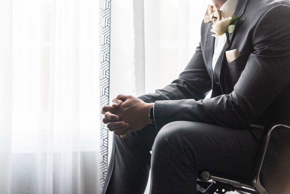 Wedding-art-deco-groom-suit-with-pinstripe.