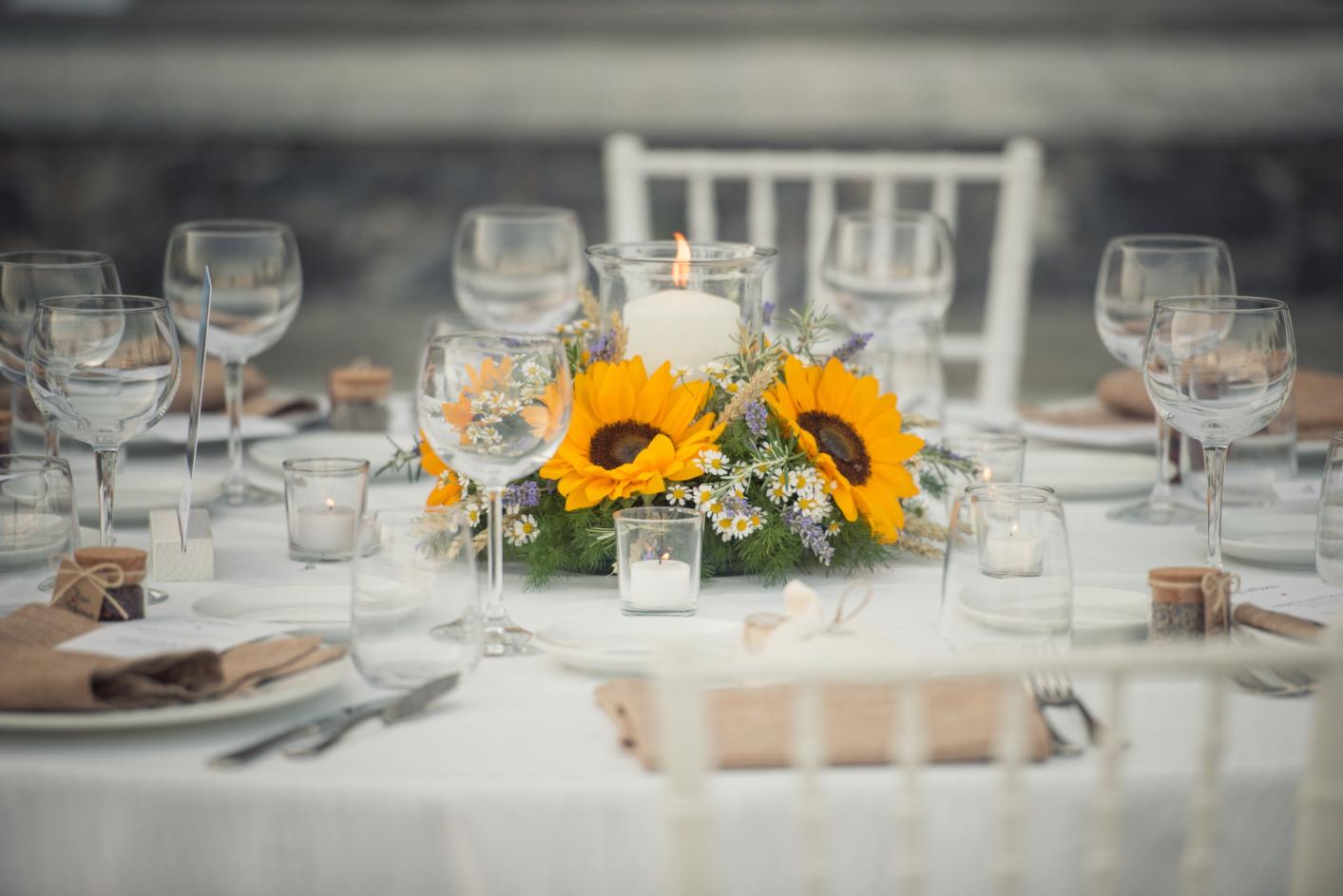 5. Wedding sunflower ideas - wedding table, chair, sunflowers